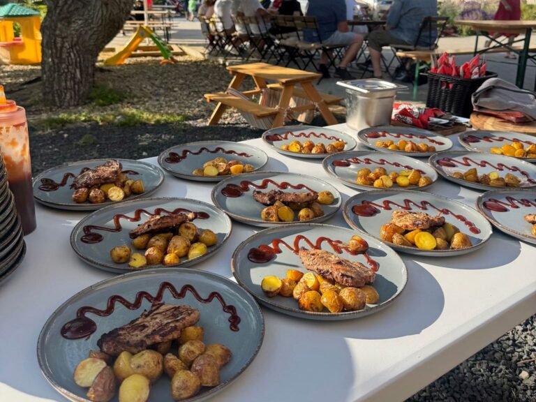 Letní posezení v Bistru pod Hazmburkem – servírované domácí jídlo na venkovní zahrádce pod stromy